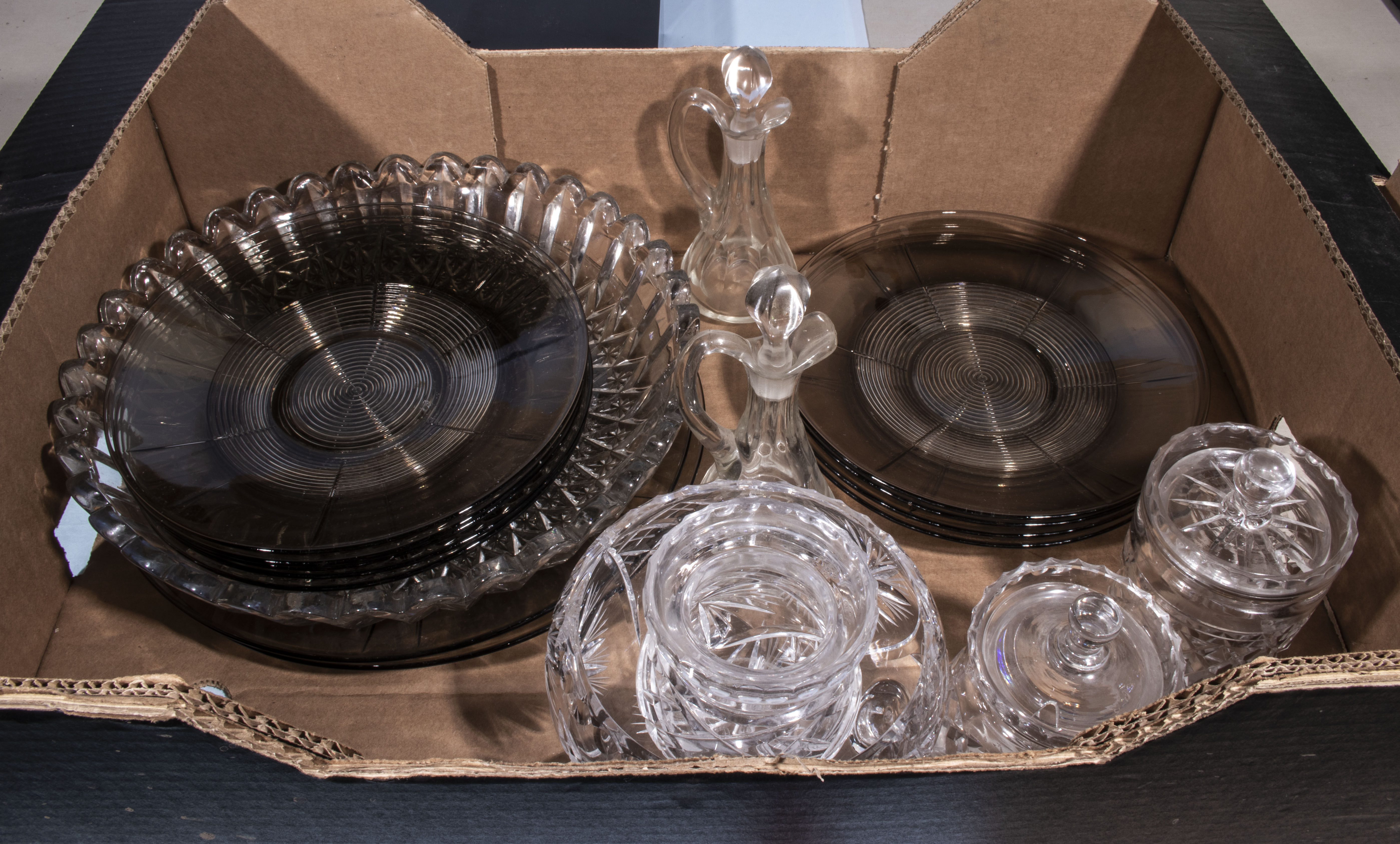 A box containing glassware