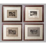 Frank Paton - Four oak framed etchings, image sizes 20cm x 25cm size 20cm x 25cm