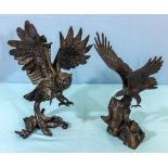 A modern bronze owl and an eagle
