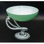 A green and white art glass tazza