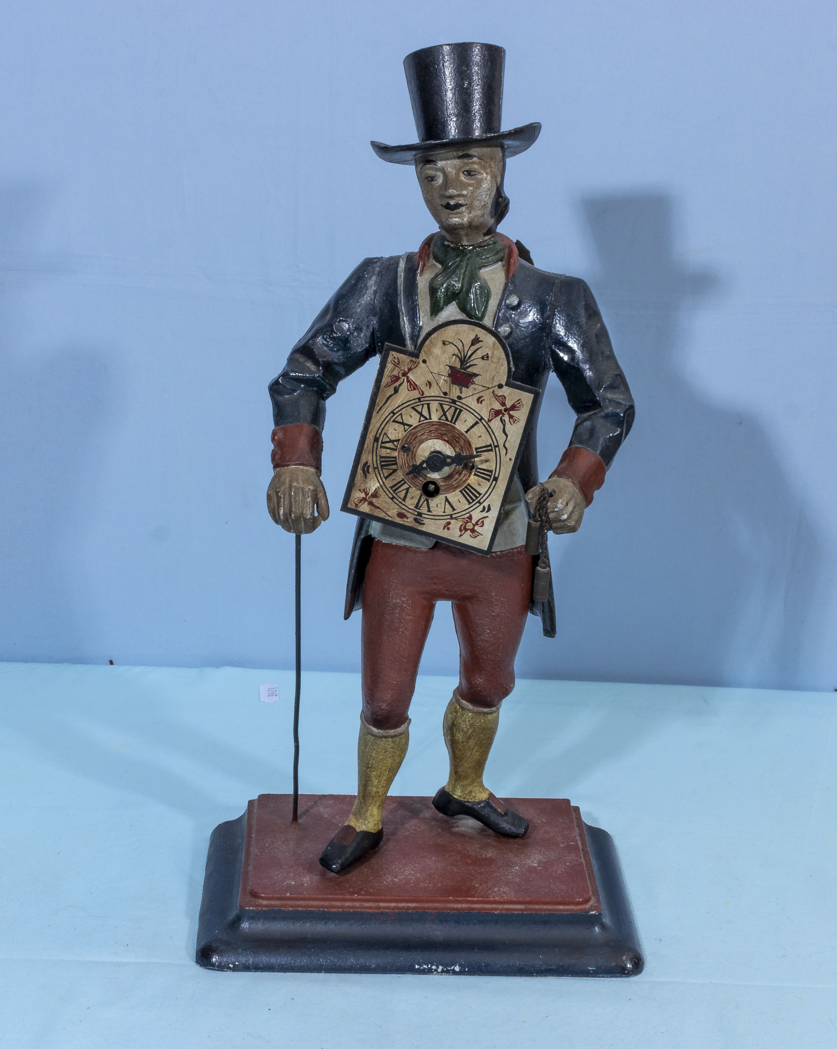 Vintage JVE Dutch Cast Iron Figure Clock Seller Man