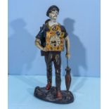 Vintage JVE Dutch Cast Iron Figure Clock Seller Man