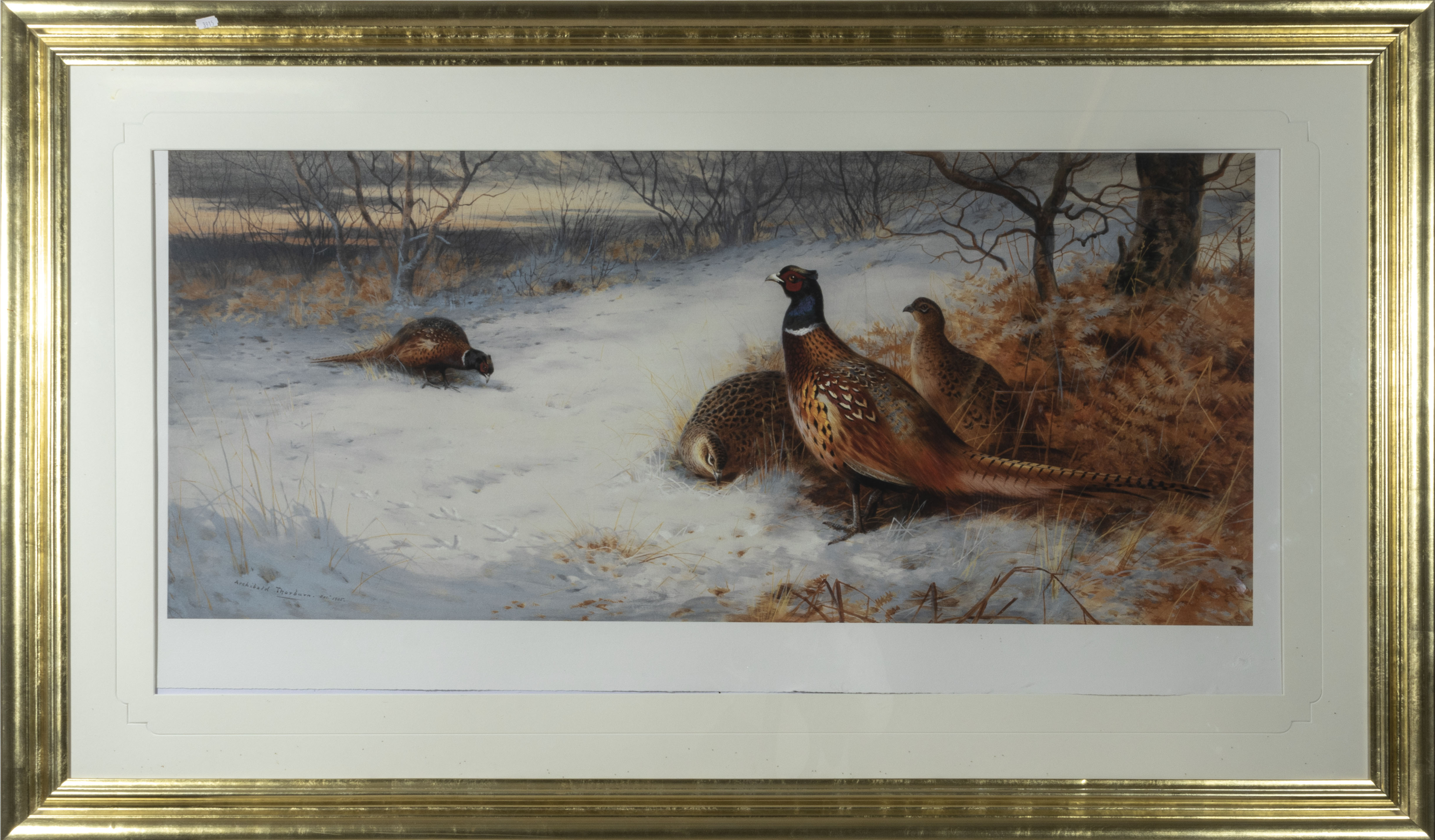Archibald Thorburn - a large gilt framed limited edition gouttelette titled Pheasants in the