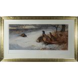 Archibald Thorburn - a large gilt framed limited edition gouttelette titled Pheasants in the