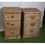 Two Victorian pine bedside chests.