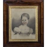 A pastel drawing of Henry Moncrieff Paul aged 3 years 1837. Rosewood frame measures 60cm x 52cm.