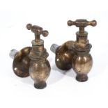 Pair of Victorian brass barrel shaped taps