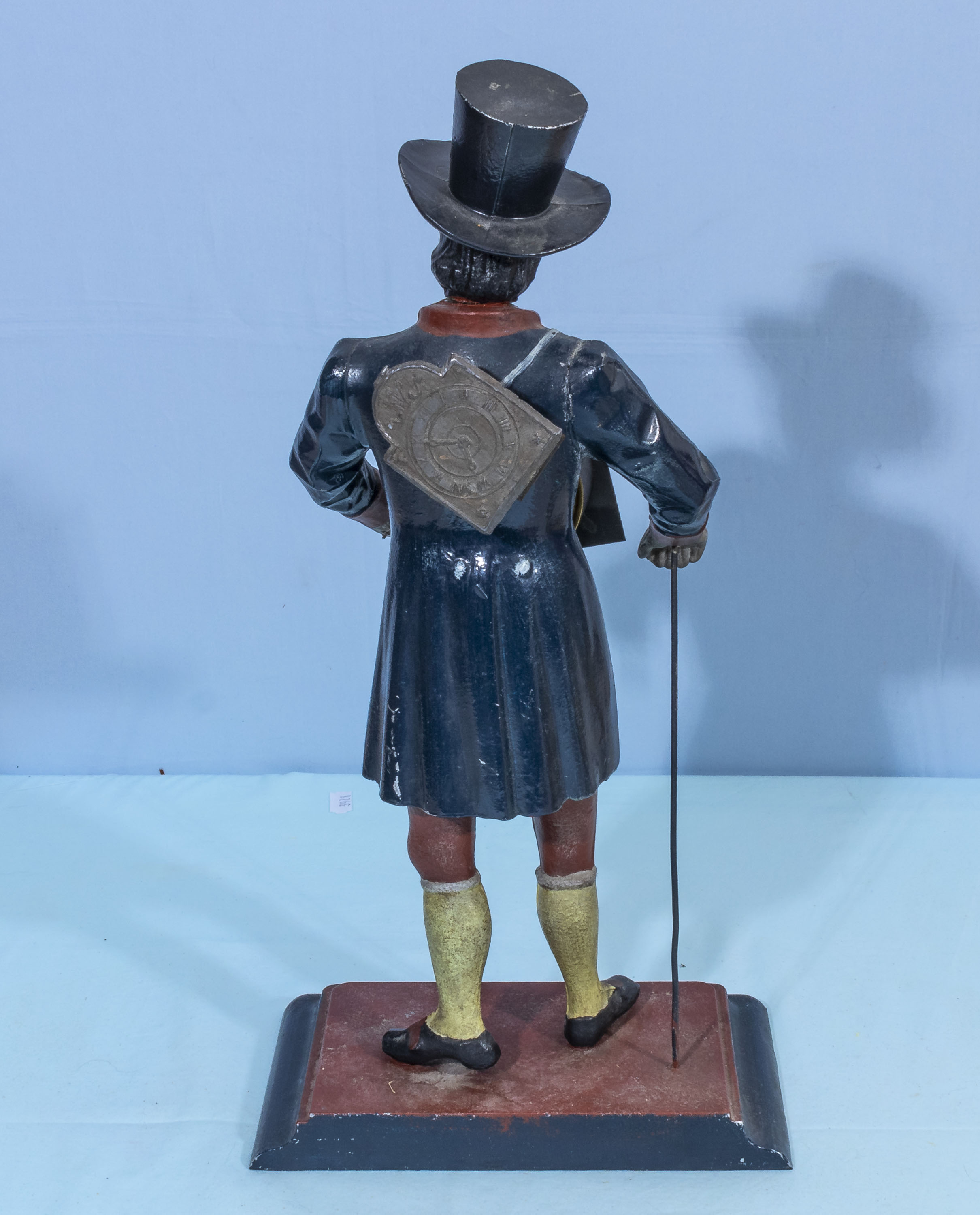 Vintage JVE Dutch Cast Iron Figure Clock Seller Man - Image 3 of 5