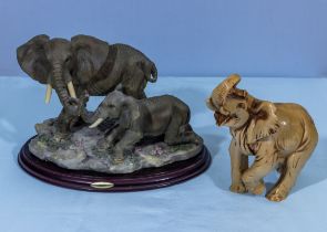 A Juliana Collection Elephant figure group and one other