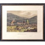 A small framed coloured engraving entitled Grouse Shooting, image size 15cm x 22cm