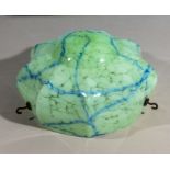 Vintage Art Deco Fly catcher ceiling light shade, green and blue mottled glass