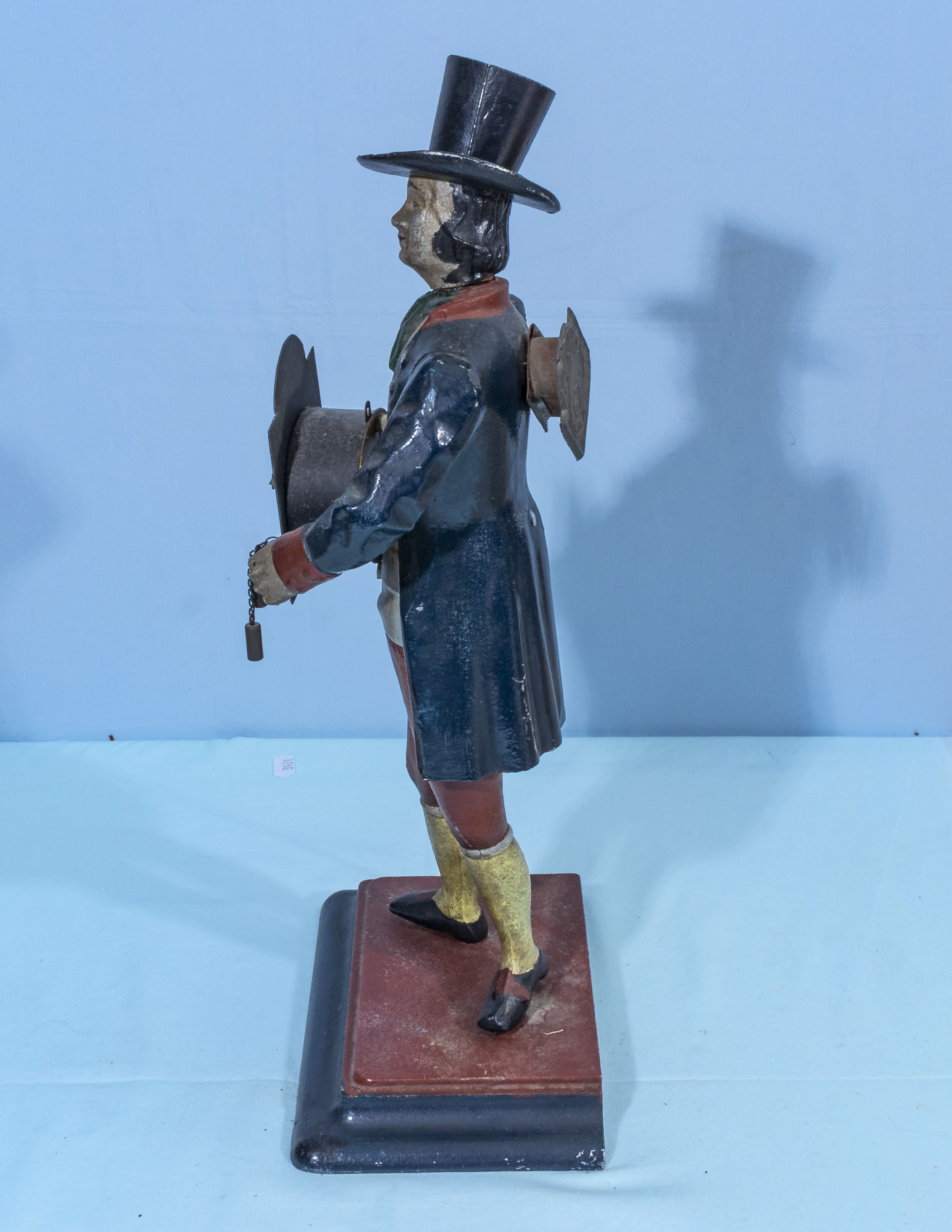 Vintage JVE Dutch Cast Iron Figure Clock Seller Man - Image 2 of 5