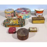 Seven vintage tins and one other