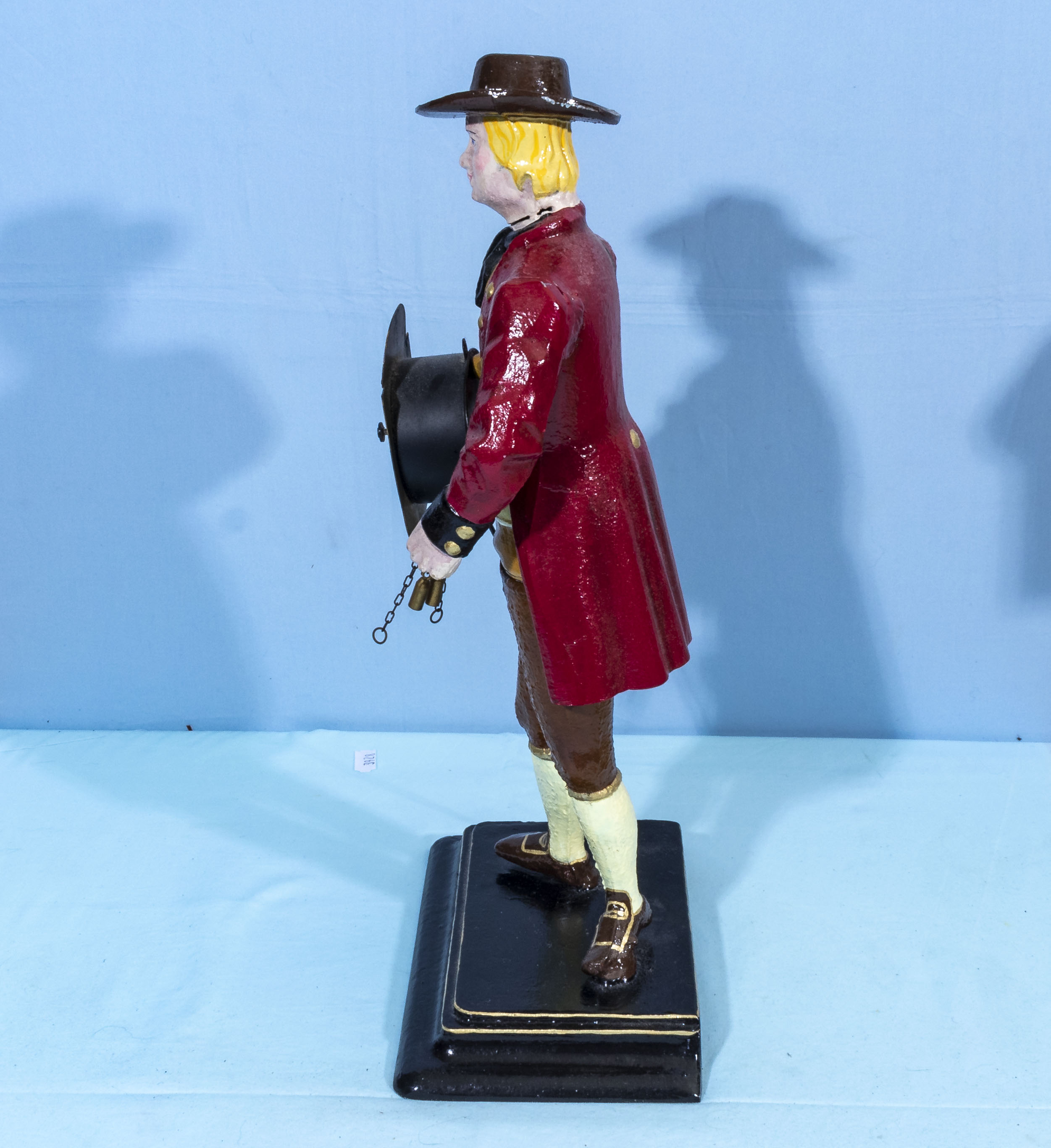 Vintage JVE Dutch Cast Iron Figure Clock Seller Man - Image 2 of 5