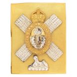 Scottish. Queens Own Cameron Highlanders, post war Officers shoulder belt plate. Good gilt engine-