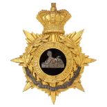 South Lancashire Regiment Victorian Officers helmet plate circa 1881-1901. Fine rich gilt crowned