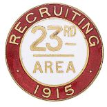 Welsh. 23rd Area Recruiting 1915 (Carnarvonshire) lapel badge.