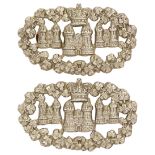 Irish Queen Own Royal Dublin City Militia Victorian pair of collar badges circa 1874-81. Good scarce