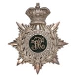 Irish Kerry Militia Victorian Officer helmet plate circa 1878-81. Fine rare silvered crowned star