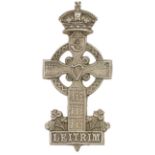 Irish Leitrim Rifles Militia Victorian glengarry badge circa 1874-81. Good rare die-stamped white