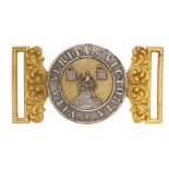 Irish Londonderry Militia Victorian Officer waist belt clasp circa 1856-81. Fine rare silver and