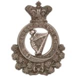 Irish Kerry Militia Victorian glengarry badge circa 1874-81. Good scarce lightly die-stamped white