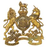 Royal Army Medical Corps Officer helmet plate circa 1901-14. Gilt die-stamped Royal Arms, pierced