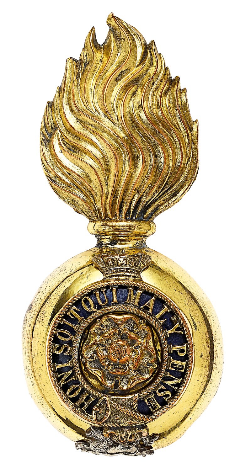 The Royal Fusiliers (City of London Regiment), Victorian Officer fur cap grenade circa 1881-1901.