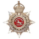 King's Liverpool Regiment VB/TF Officer helmet plate circa 1901-11. Good scarce die-stamped silver