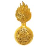 Northumberland Fusiliers Officer fur cap grenade circa 1867-1904. Good gilt flaming grenade, the