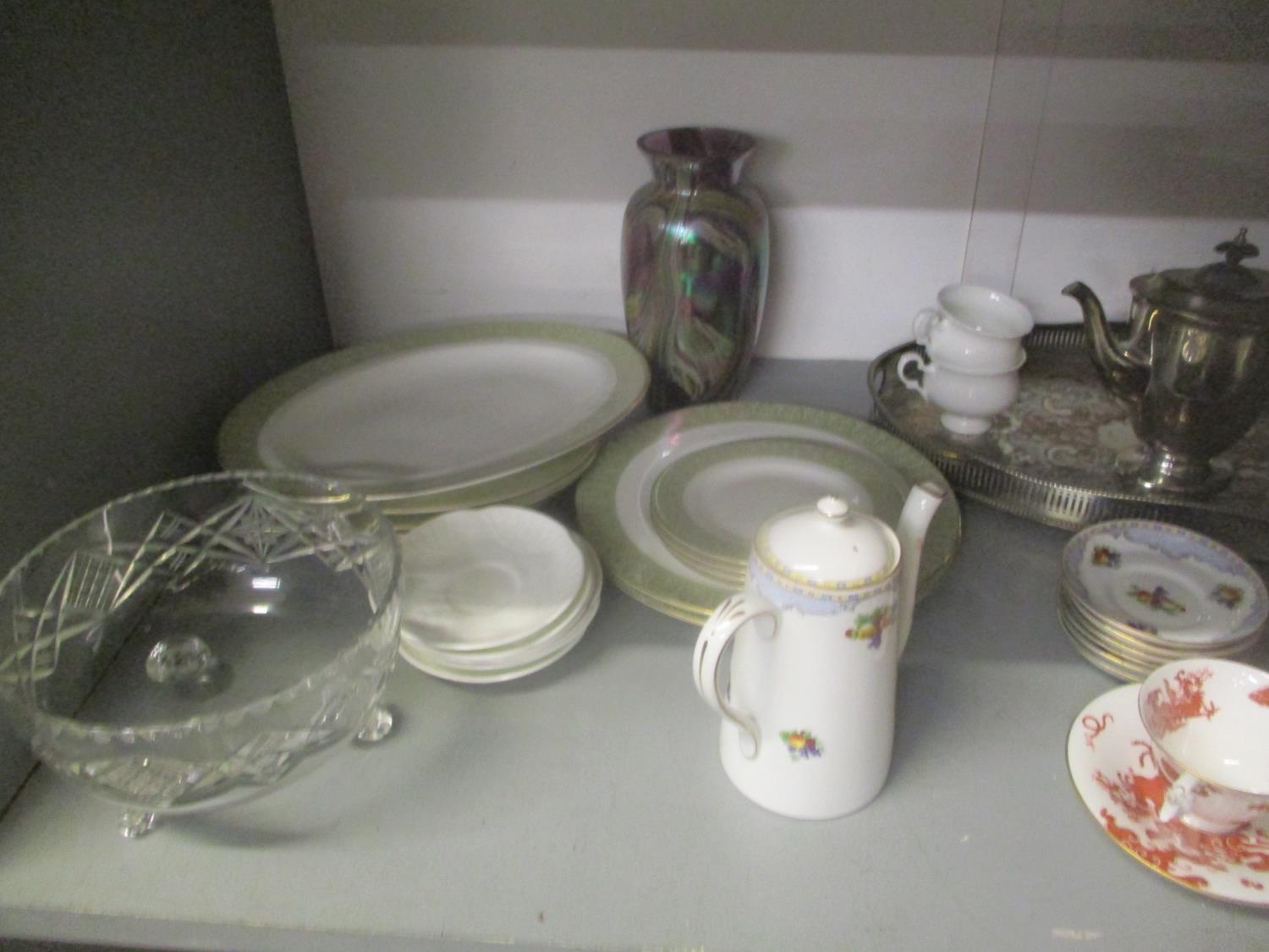 A mixed lot to include a Stuart cut glass jug, silver plate, a Worcester cup and saucer and other - Image 5 of 5