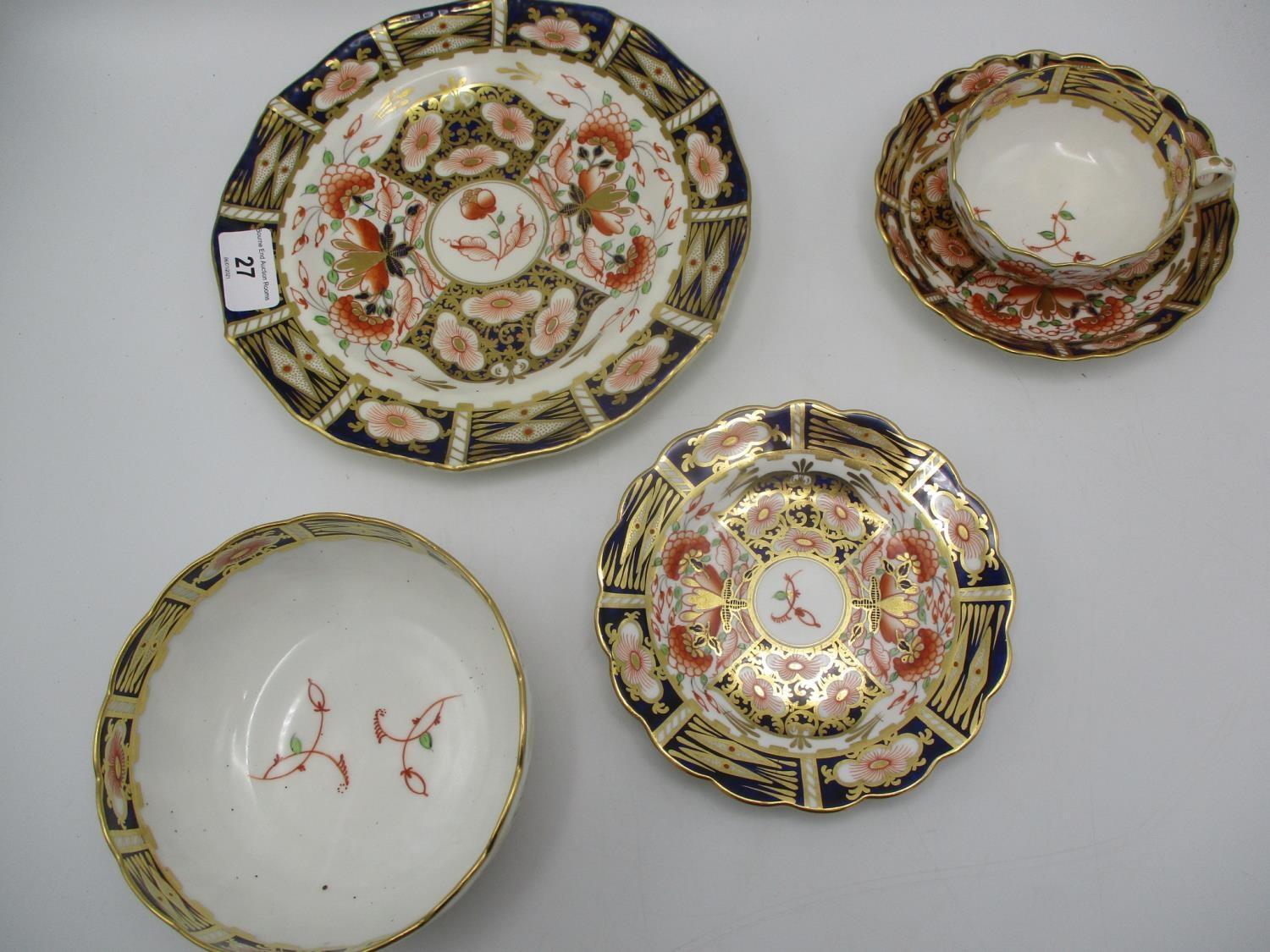 Samson Hancock- five pieces comprising two plates, a teacup with saucer and a sugar bowl