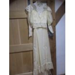 19th century lace and linen and later together with patchwork panels, collars, Christening gowns,