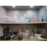A selection of Venetian and other art glass, along with various table and drinking glasses to