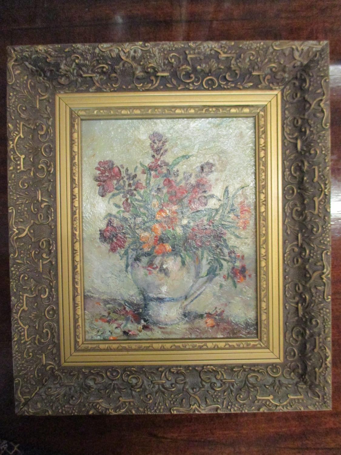 Arthur Edward Davis (1893-1988) Wallflowers, oil painting on artists board, signed lower right - Image 2 of 6