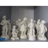 Mixed Parian figures A/F and busts to include one of a young Beethoven? and a composition figural