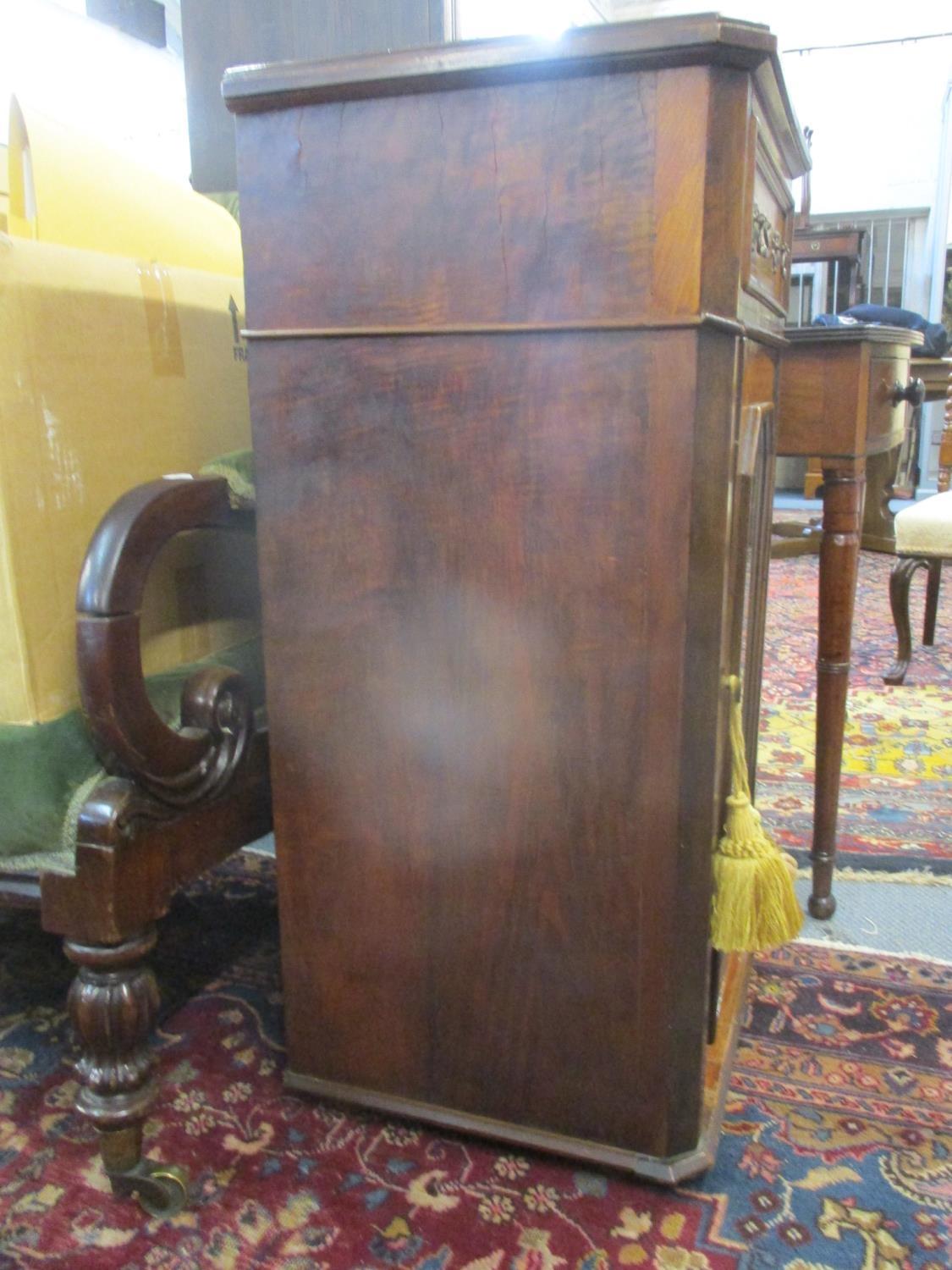 A Victorian walnut and marquetry pier cabinet with a drawer and a glazed door, on later feet 90 h - Image 2 of 3