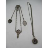 An early 20th century silver and white metal chatelaine