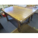 A reproduction oak extending refectory dining table 77.5 h x 152cm w (213cm w extended)