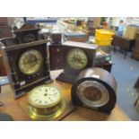 A German H.A.C wooden cased mantle clock, an Ansonia Clock Co. mantle clock, a Smiths mantle clock