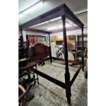 A modern Harrods Royal oak four poster bedframe, 211h x 167cm w