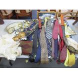 A mixed lot to include a selection of ties, Sette & Bello, Crichton and many others, French fans,