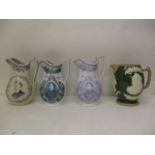 Four 19th century commemorative jugs, each with a portrait, two by J & MPB & Co decorated with