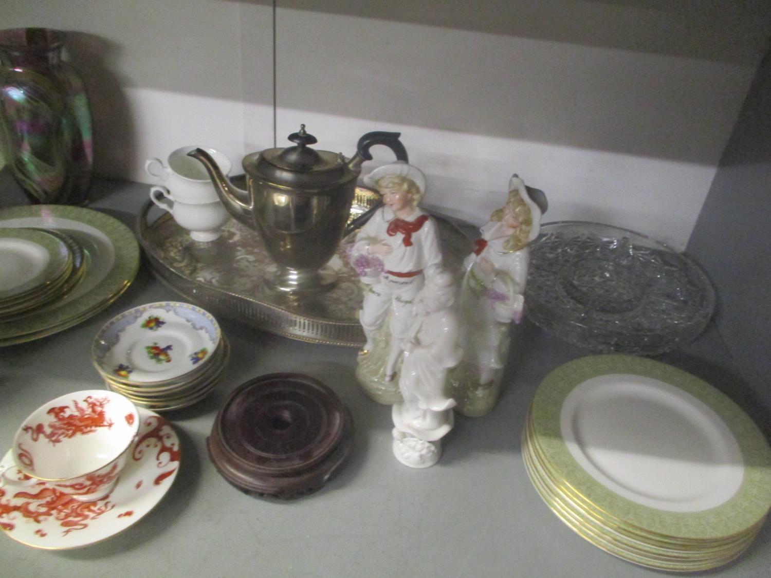A mixed lot to include a Stuart cut glass jug, silver plate, a Worcester cup and saucer and other - Image 4 of 5