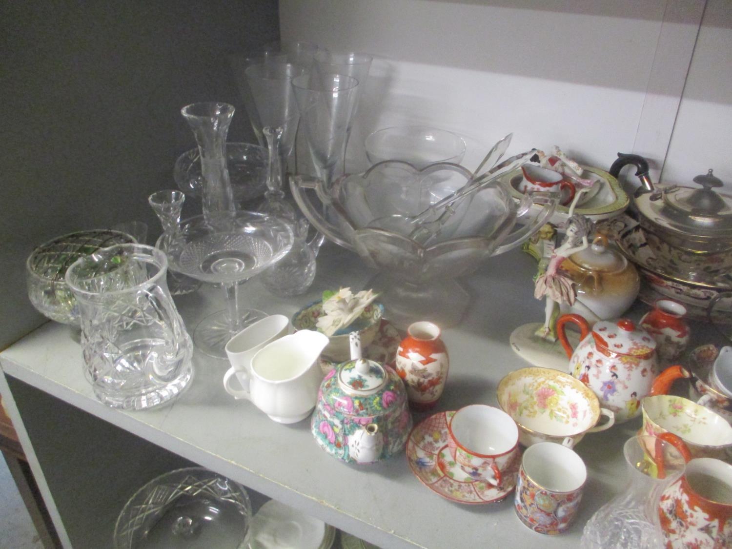 A mixed lot to include a Stuart cut glass jug, silver plate, a Worcester cup and saucer and other - Image 3 of 5