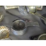A selection of silver, silver plate and other metalware to include a pewter Arts & Crafts tea