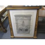 Egyptian revival frame with French neo-classical print