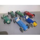 Dinky Toys diecast racing cars, six Talbot Lago, Vanwall, BRMMK2, Ferrari, Alfa Romeo, Cooper
