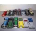 Dinky diecast pre and post-war cars, quantity fourteen, to include Lagonda, Jaguar 55 100, Frazer-