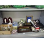 A mixed lot of ornaments to include a framed and glazed Wedgwood black jasper ware plaque, a Karl